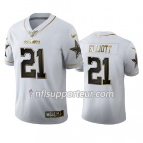 Maillot Homme Dallas Cowboys Ezekiel Elliott 21 Nike Blanc Golden Edition 100th